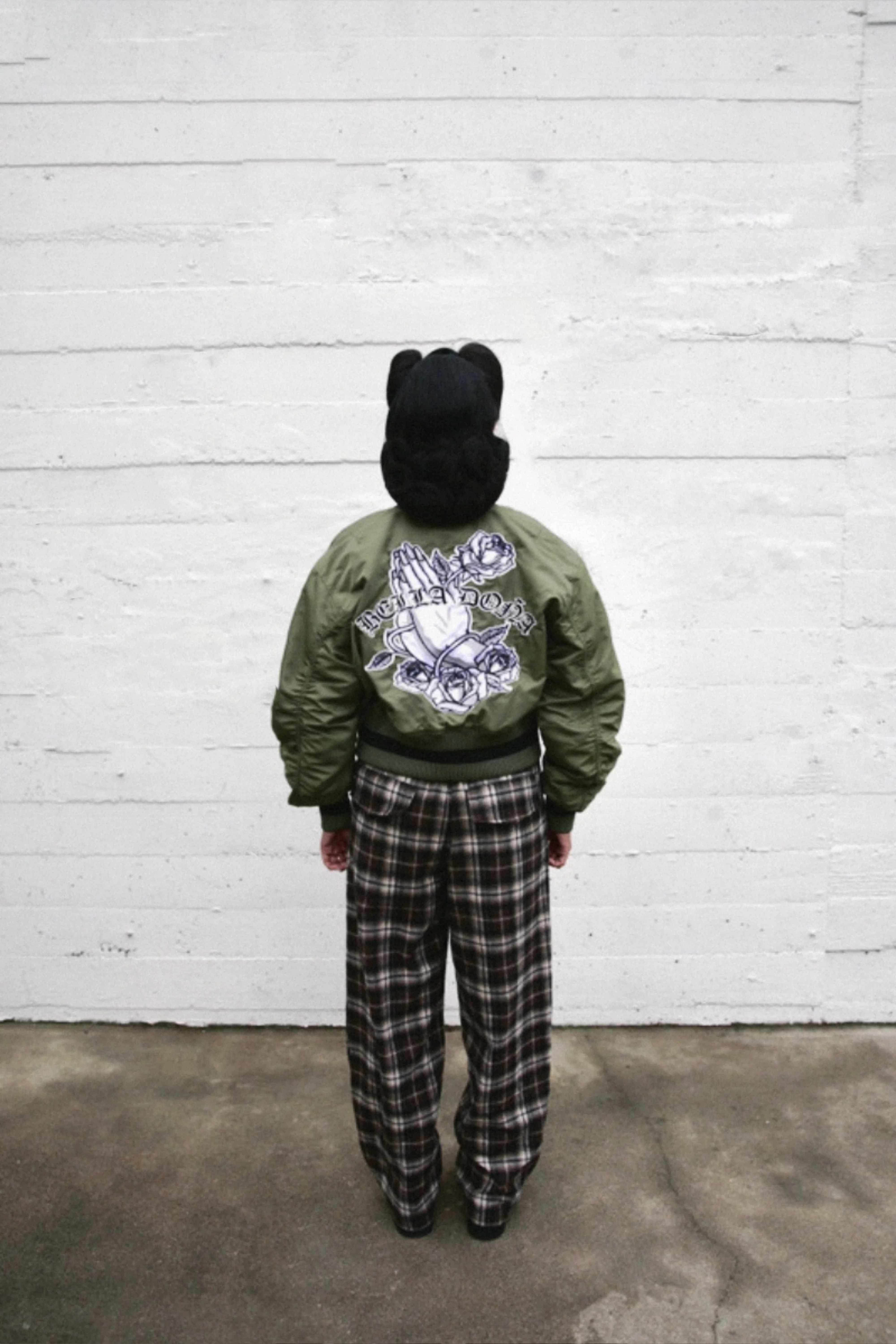 Pray Hands Bomber Jacket - Green - Image 3