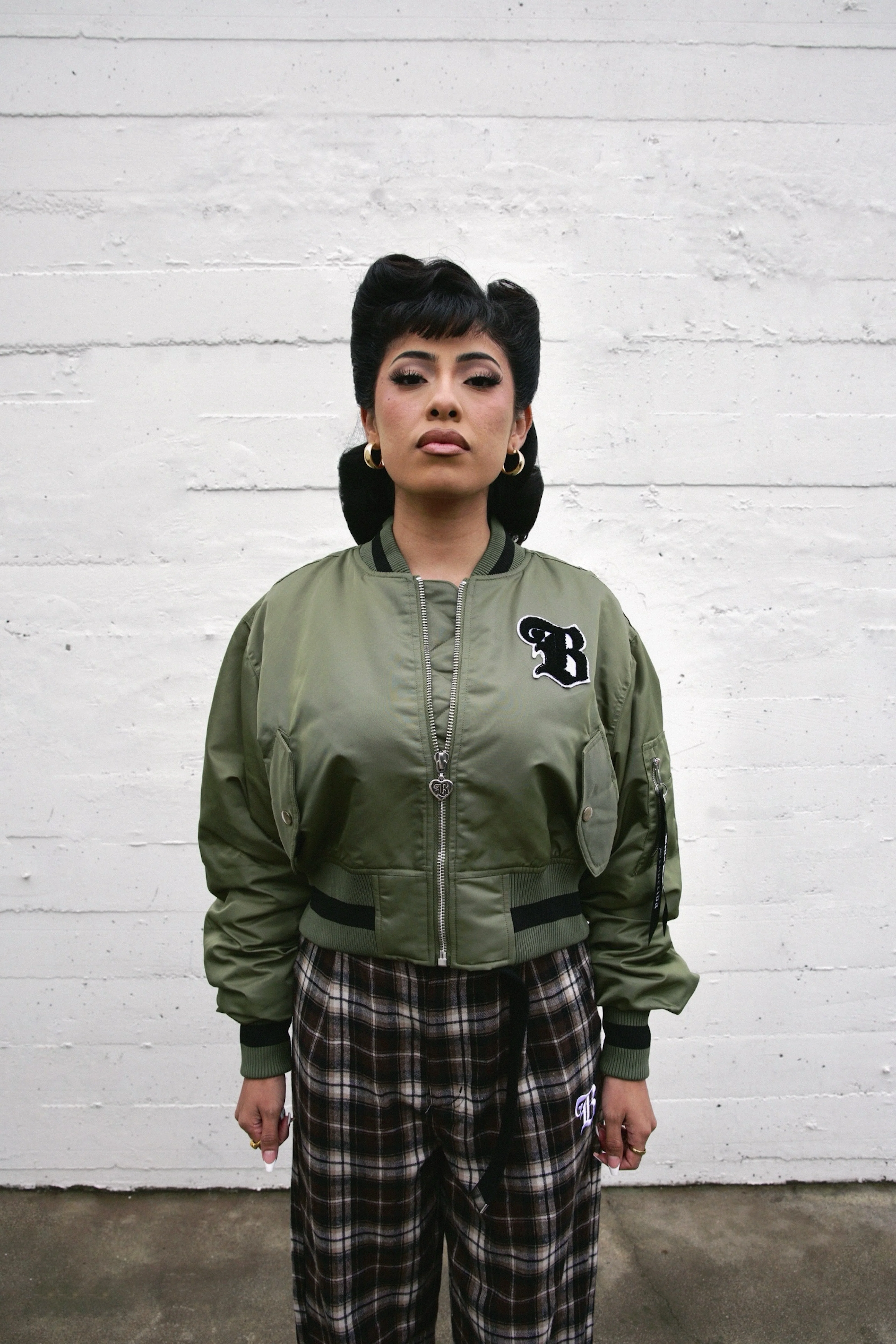 Pray Hands Bomber Jacket - Green - Image 4
