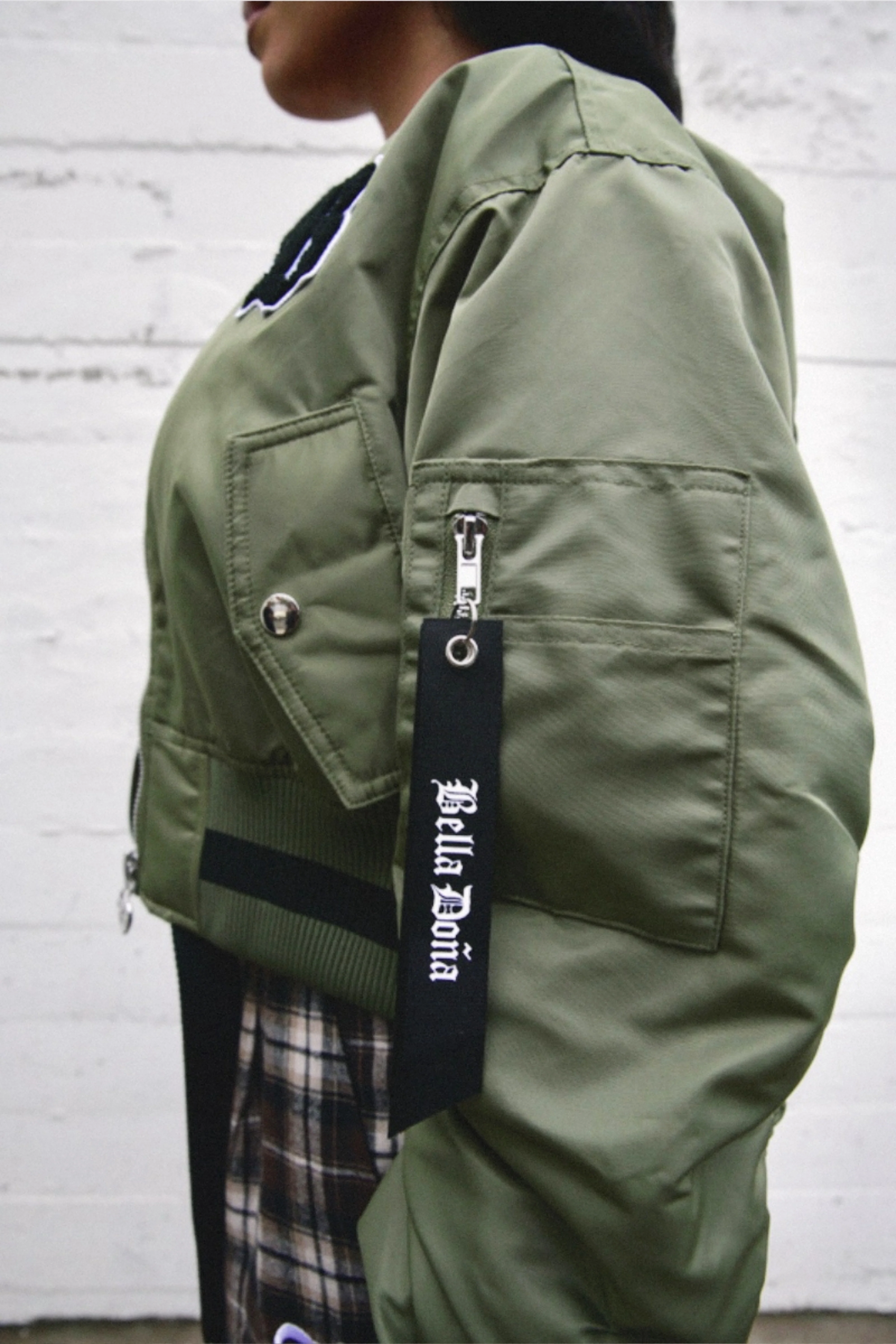 Pray Hands Bomber Jacket - Green - Image 6