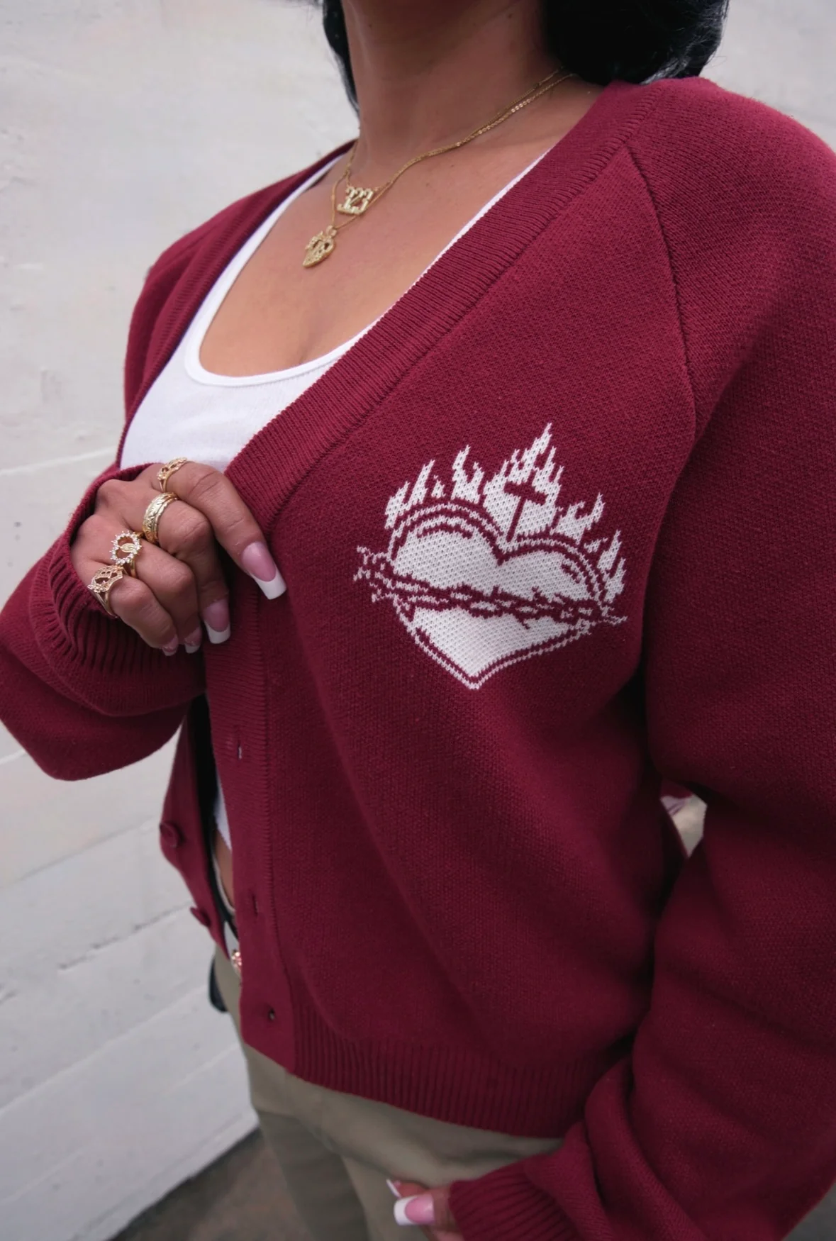 Virgencita Cardigan - Burgundy - Image 3