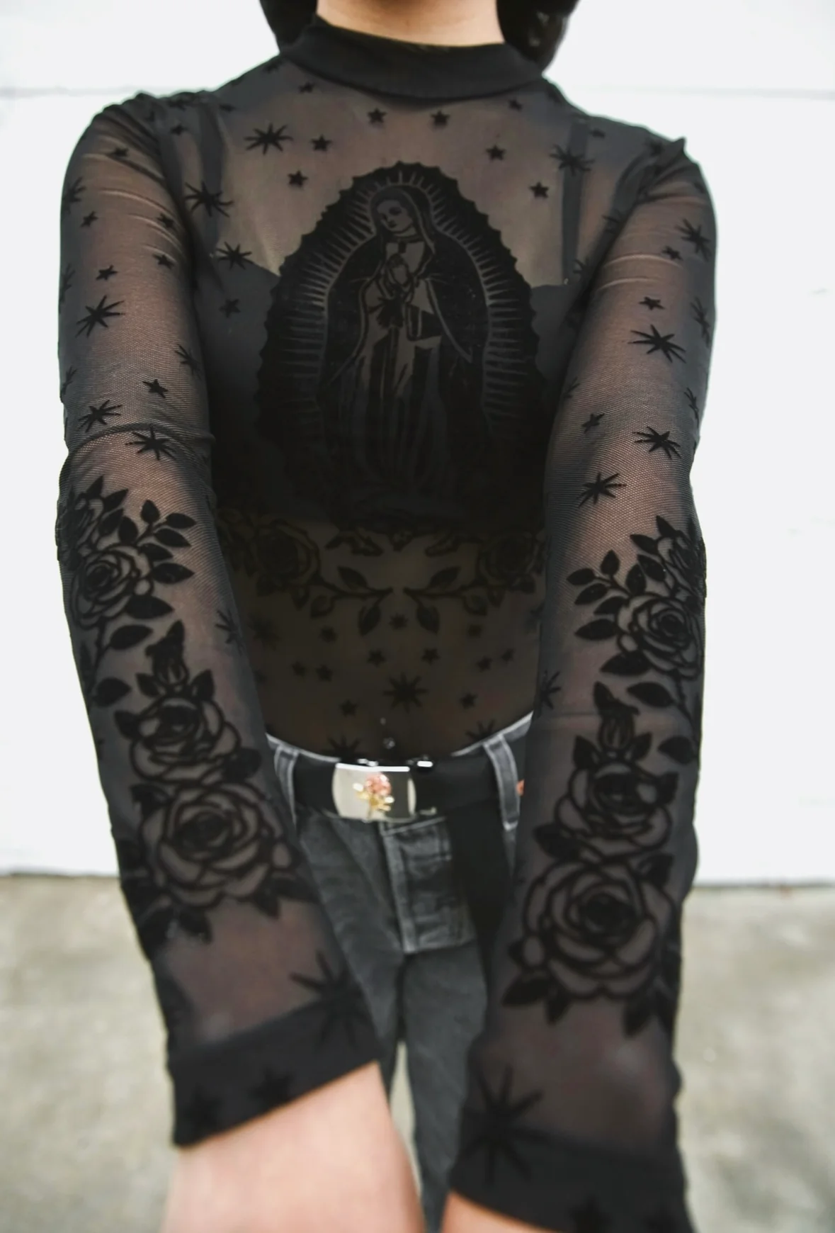 Black Virgencita Mesh Top - Pre-sale - Image 4