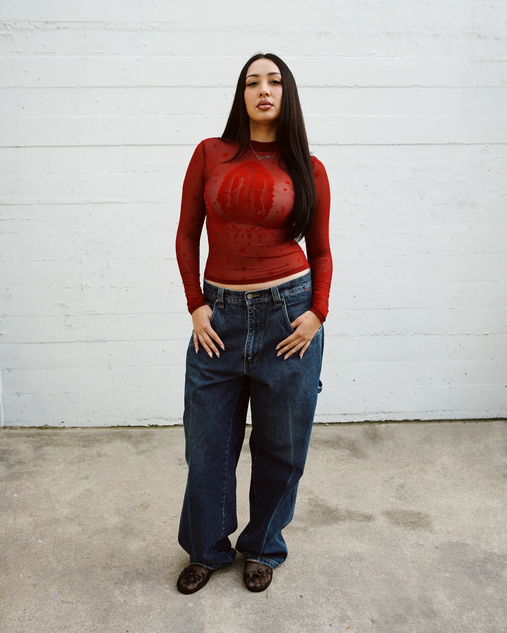 Red Virgencita Mesh Top - Image 3