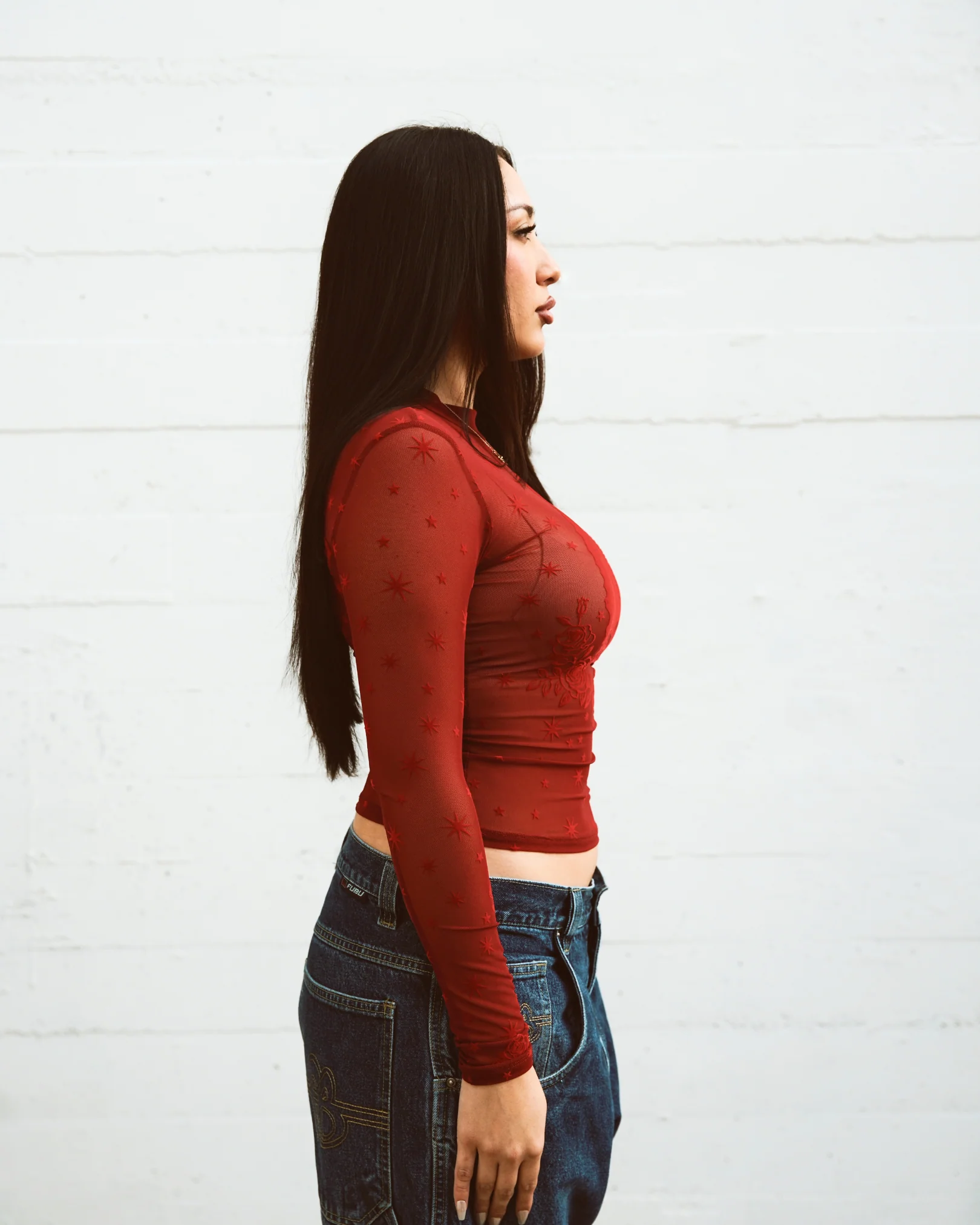 Red Virgencita Mesh Top - Image 4